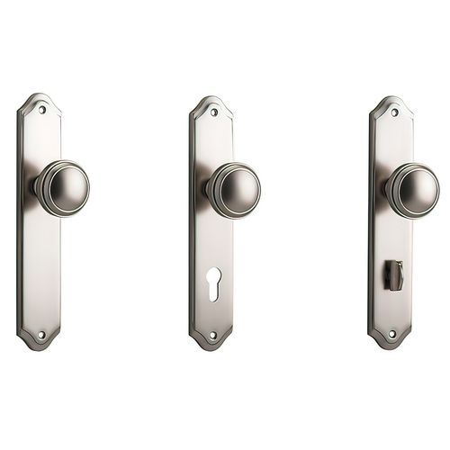 Iver Paddington Door Knob on Shouldered Backplate Satin Nickel - Customise to your needs