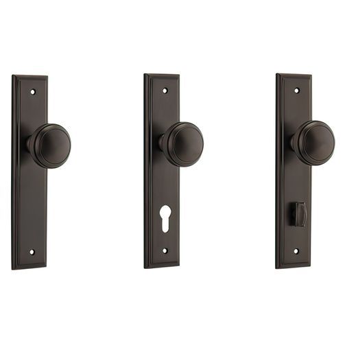 Iver Paddington Door Knob Stepped Backplate Signature Brass