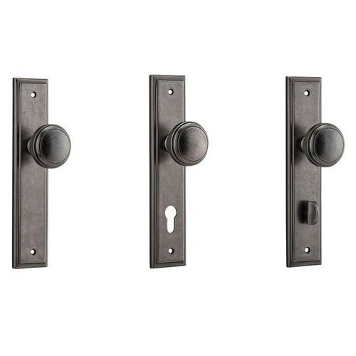 Iver Paddington Door Knob Stepped Backplate Distressed Nickel