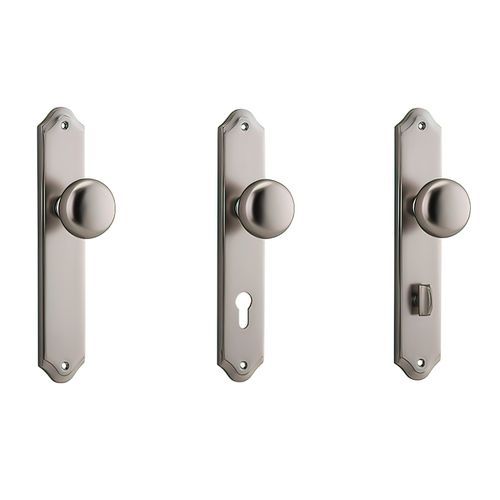 Iver Cambridge Door Knob on Shouldered Backplate Satin Nickel - Customise to your needs