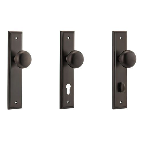 Iver Cambridge Door Knob on Stepped Backplate Signature Brass