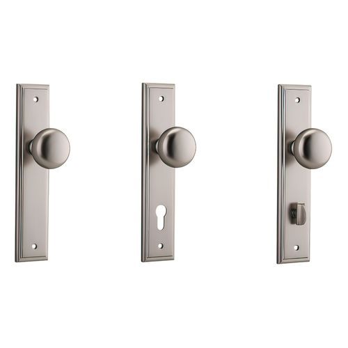 Iver Cambridge Door Knob on Stepped Backplate Satin Nickel - Customise to your needs