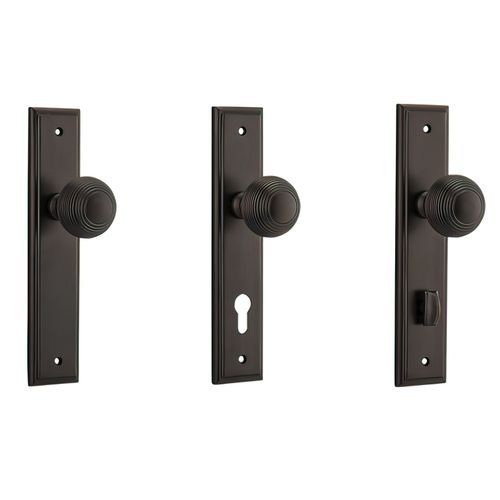 Iver Guildford Door Knob on Stepped Backplate Signature Brass