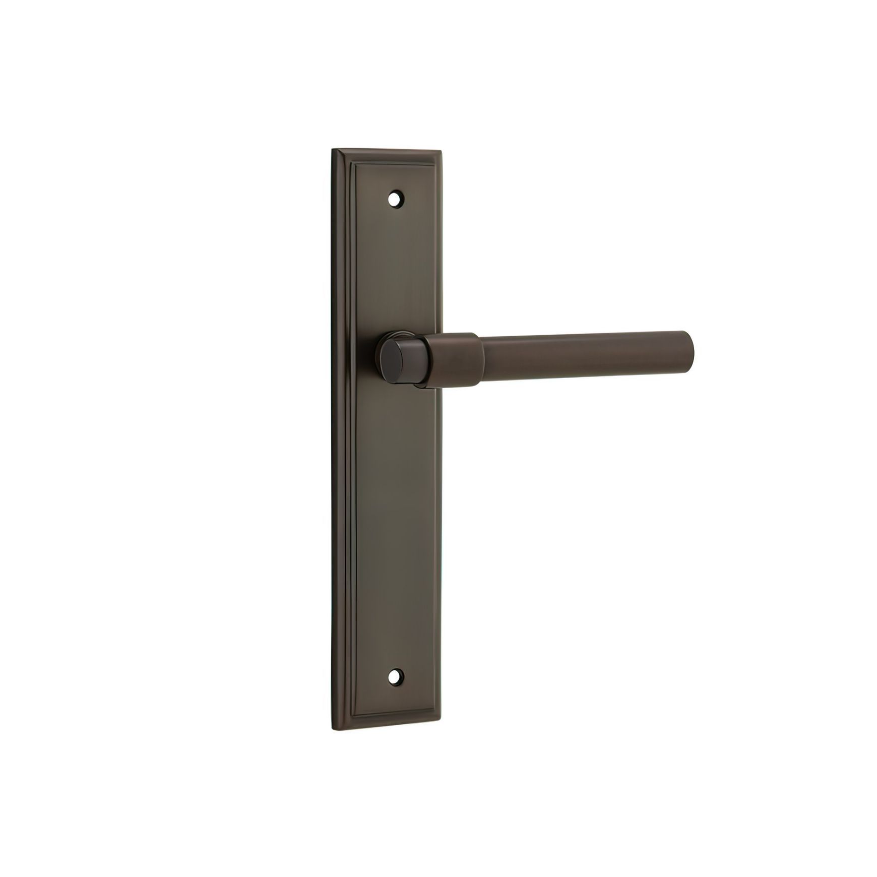 Iver Helsinki Door Lever on Stepped Backplate Signature Brass