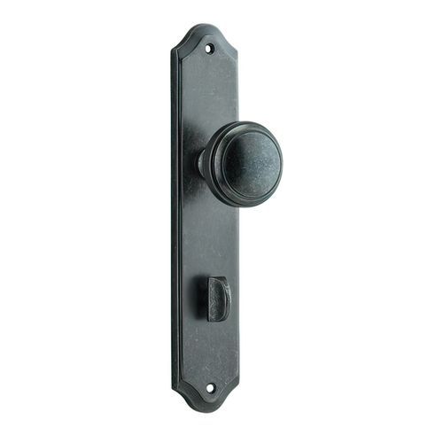 Iver Paddington Door Knob on Shouldered Backplate Distressed Nickel