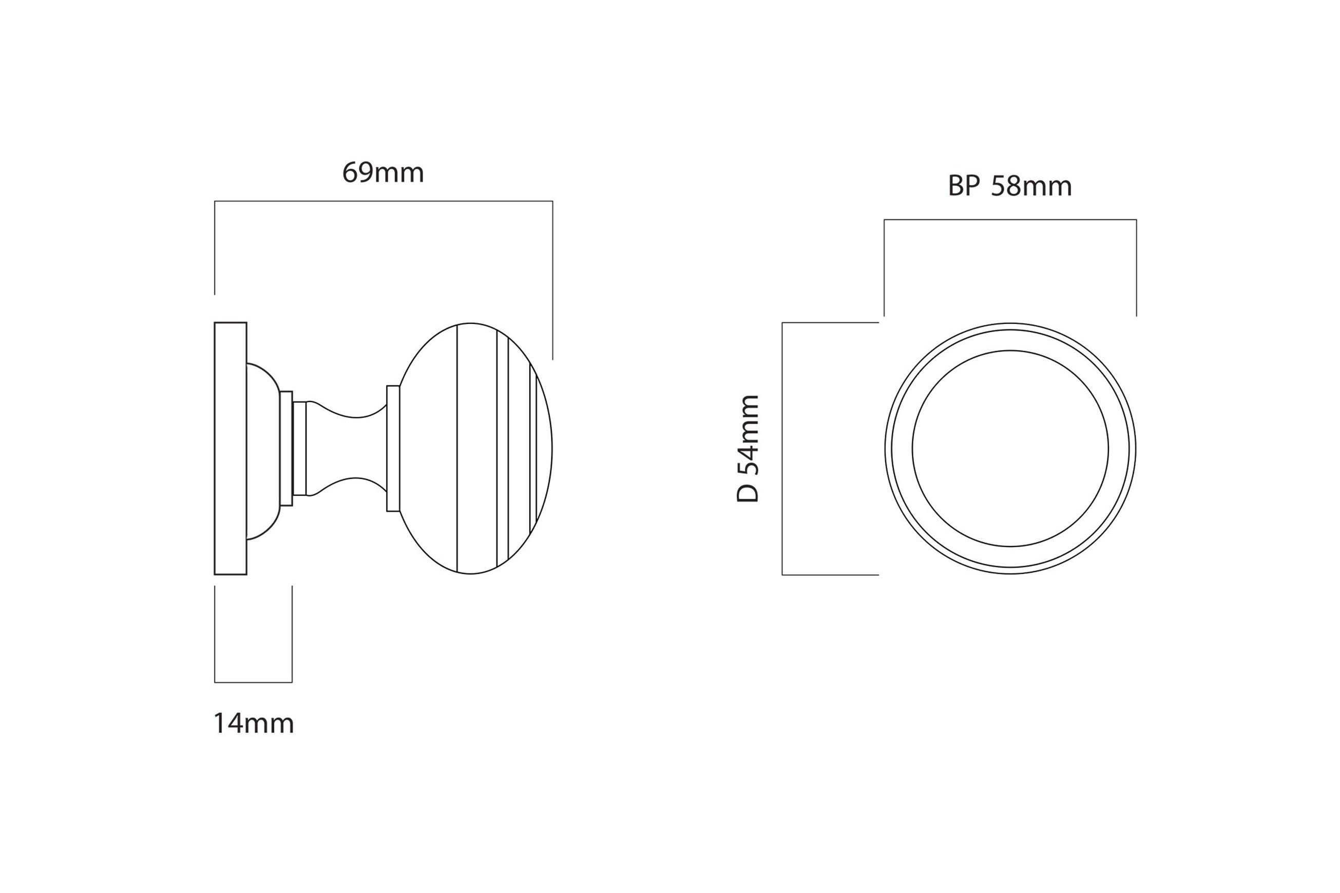 Iver Paddington Door Knob on Round Rose Passage
