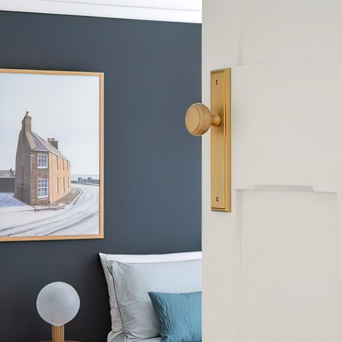 Iver Paddington Door Knob Stepped Backplate Satin Nickel - Customise to your needs