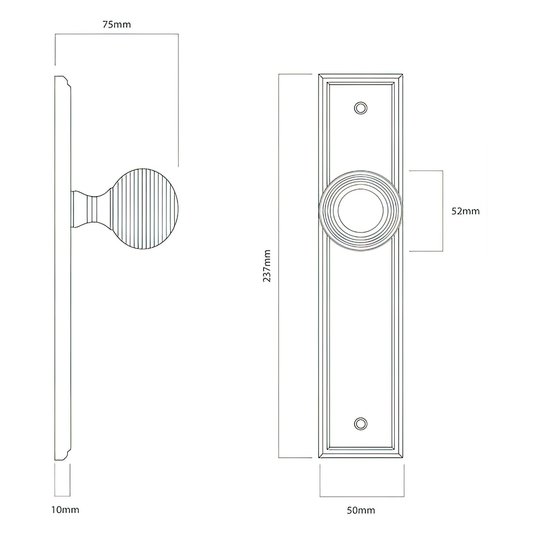 Iver Guildford Door Knob on Stepped Backplate Signature Brass