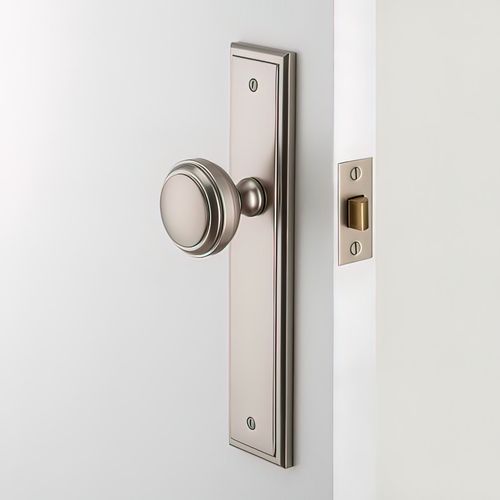Iver Paddington Door Knob Stepped Backplate Satin Nickel - Customise to your needs
