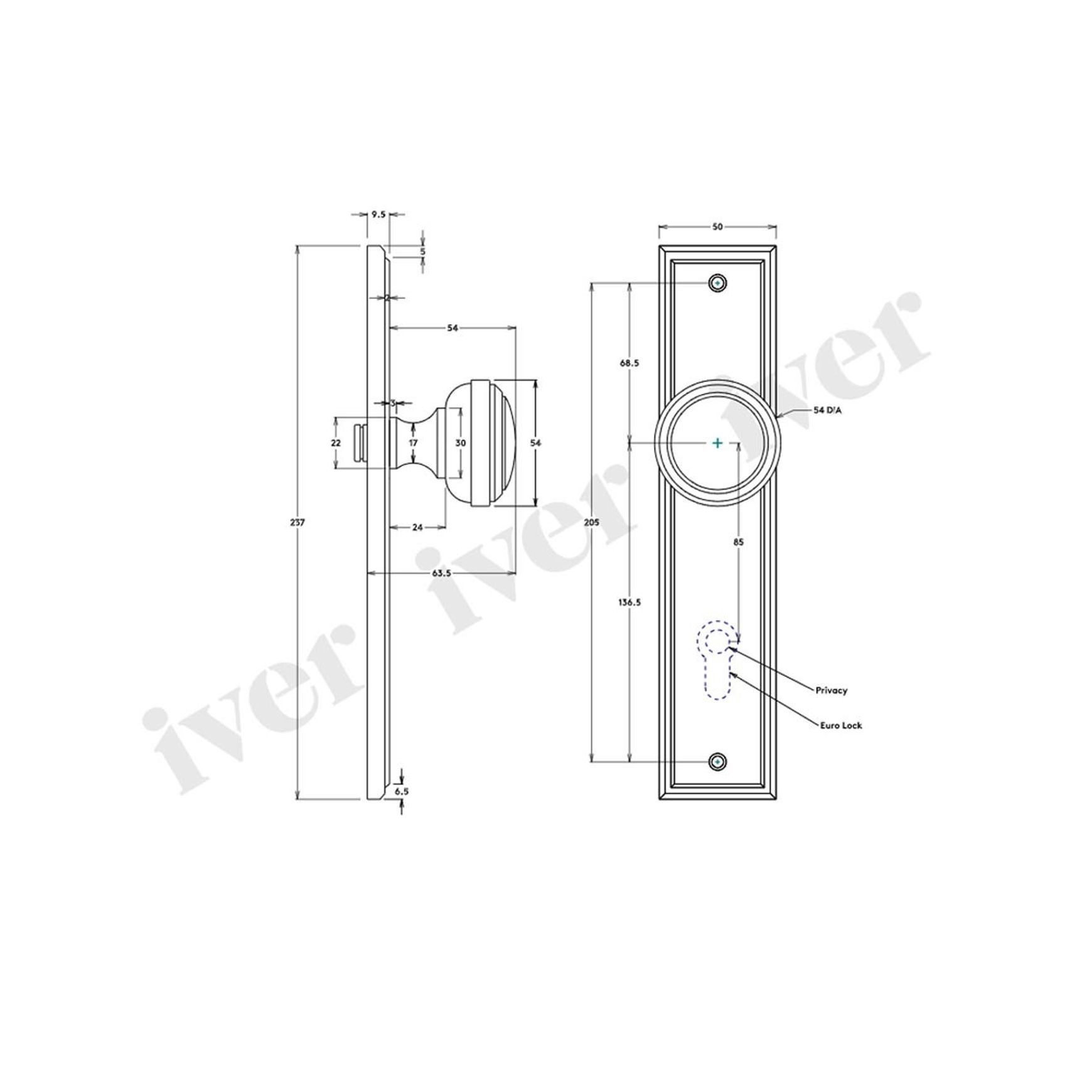 Iver Paddington Door Knob Stepped Backplate Euro Chrome Plated 11838E85 - Customise to your needs
