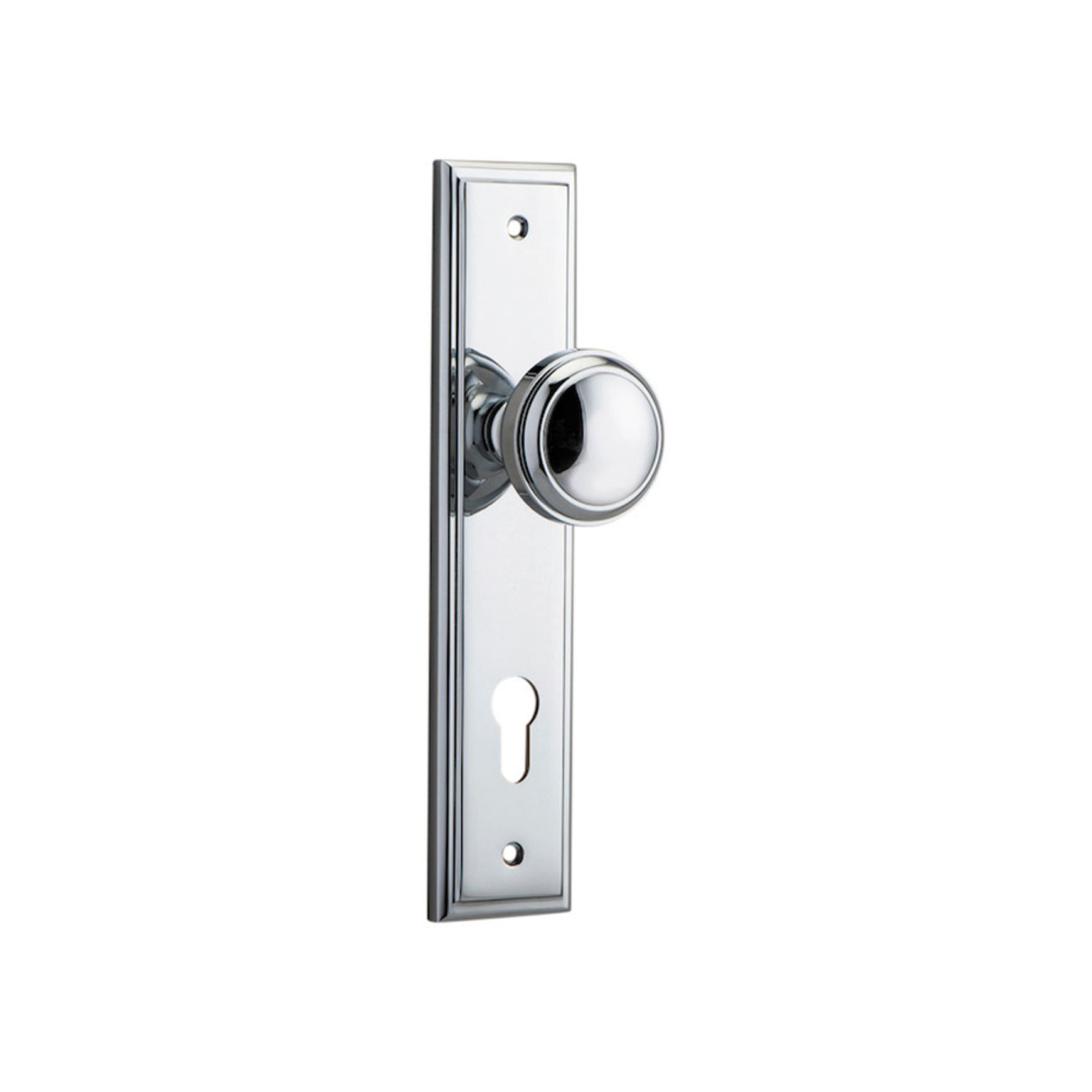 Iver Paddington Door Knob Stepped Backplate Euro Chrome Plated 11838E85 - Customise to your needs