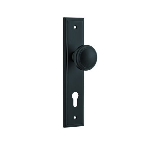 Iver Paddington Door Knob Stepped Backplate Euro Matt Black 12838E85 - Customise to your needs