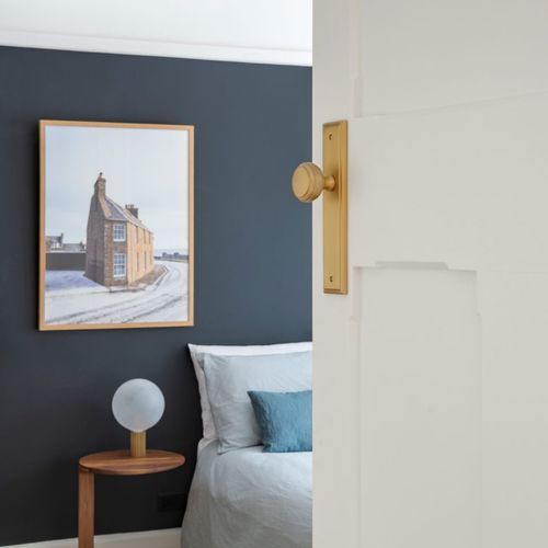 Iver Paddington Door Knob Stepped on Backplate Euro Brushed Brass 15338E85 - Customise to your need