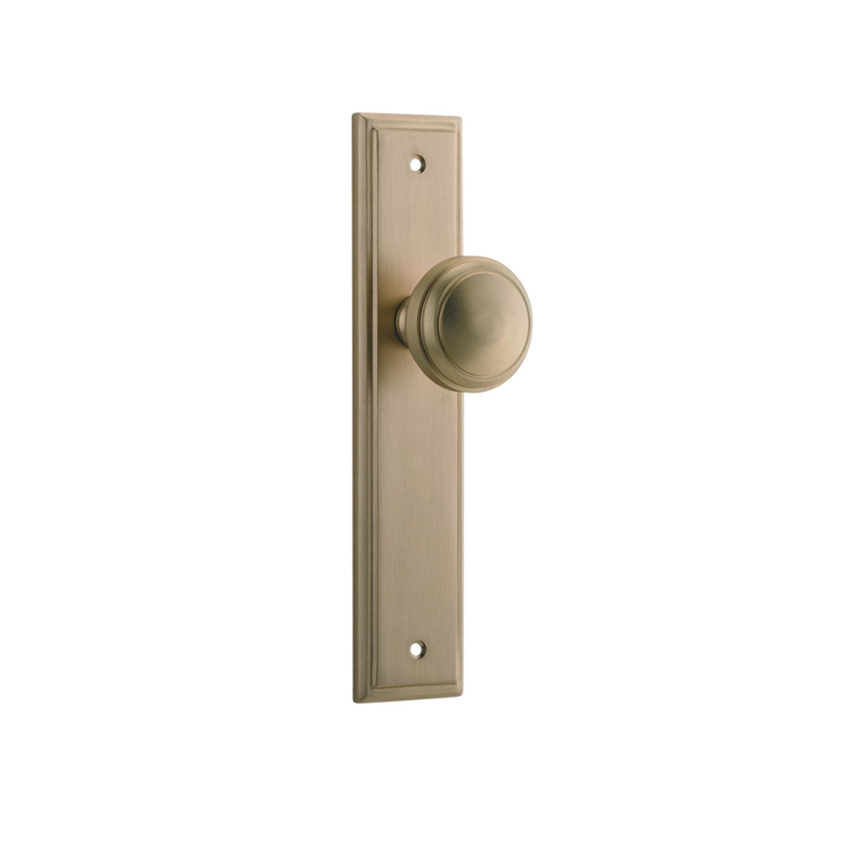 Iver Paddington Door Knob on Stepped Backplate Latch Brushed Brass 15338 - Customise to your need