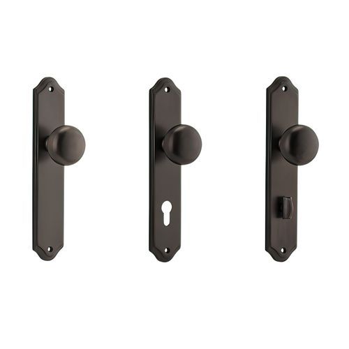 Iver Cambridge Door Knob on Shouldered Backplate Signature Brass