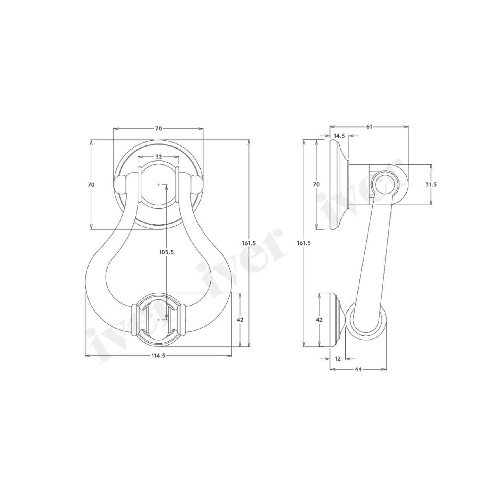 Iver Sarlat Door Knocker 137mm x 115mm Chrome Plate 9394 dimensions