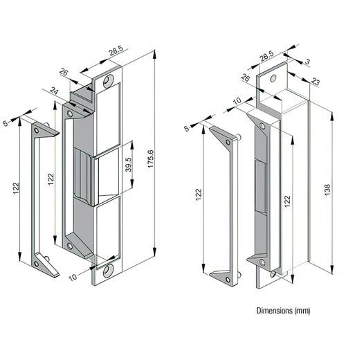 LOX High Security Electric Strike Non-Monitored Multi Voltage 10-30VDC ES20