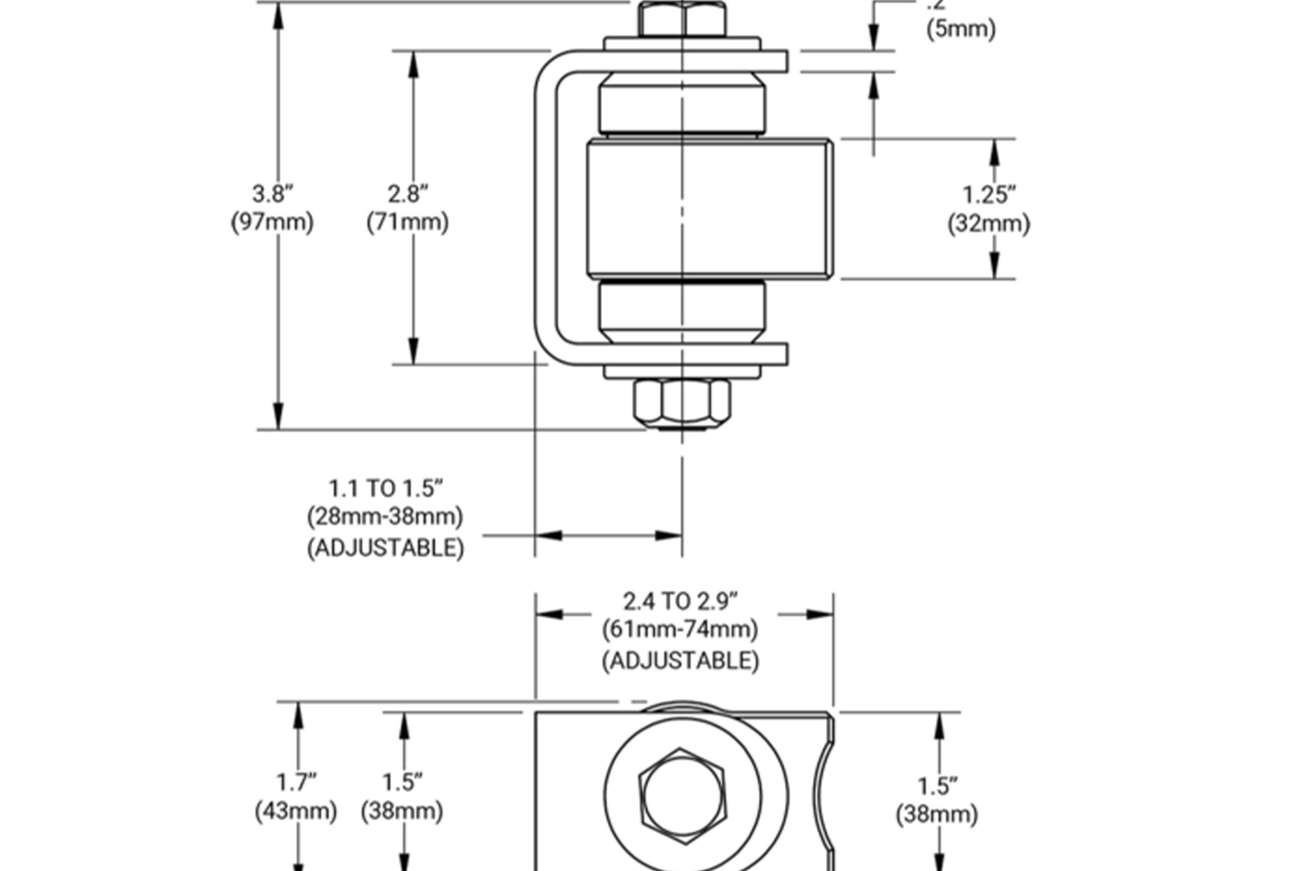 Shut it® Stainless Steel Badass Gate Hinge dimensions