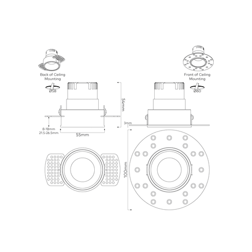 IBL Dark Round 60 Trimless Downlight