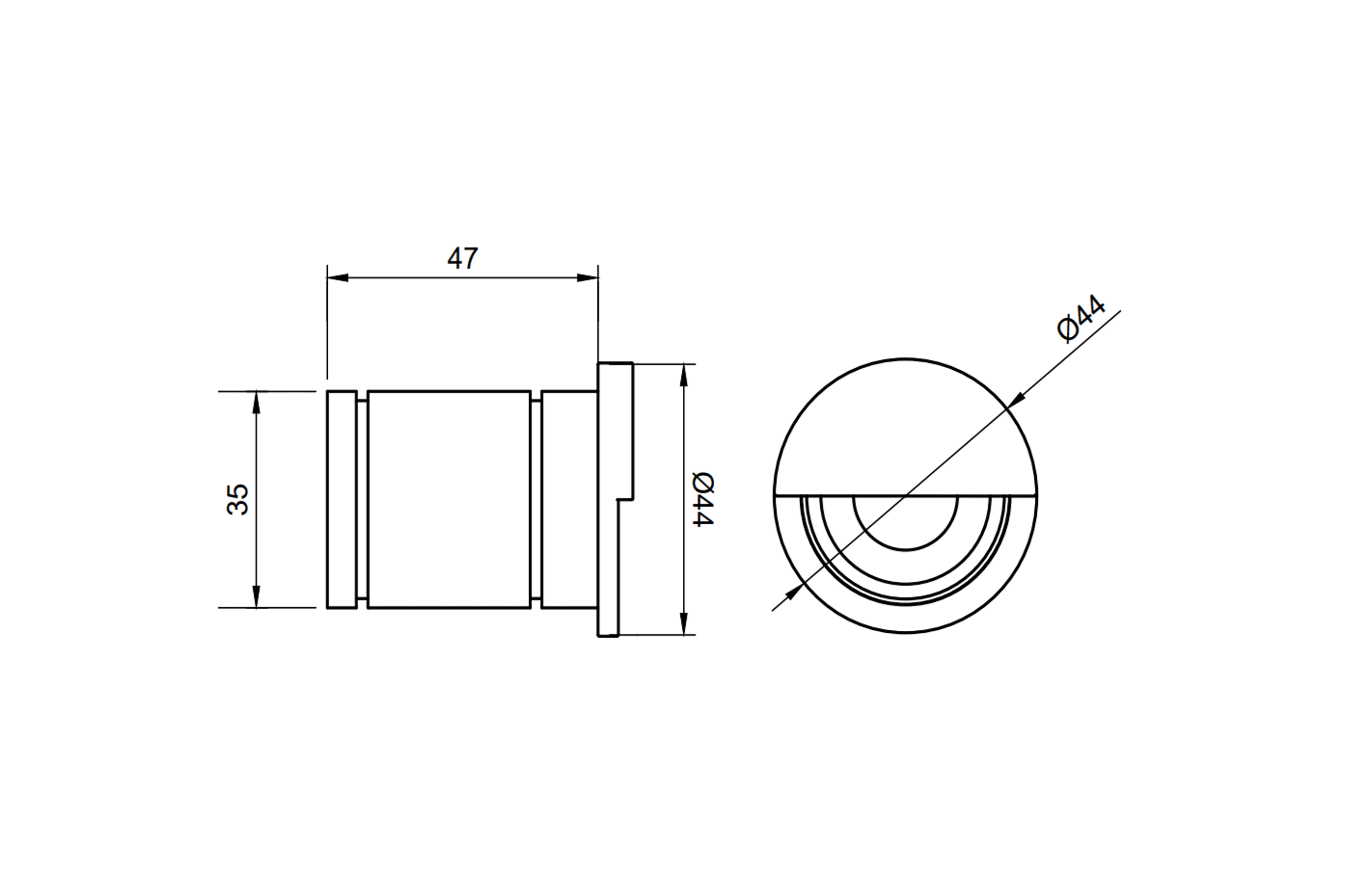 Quoll Eyelid Recessed Light dimensions