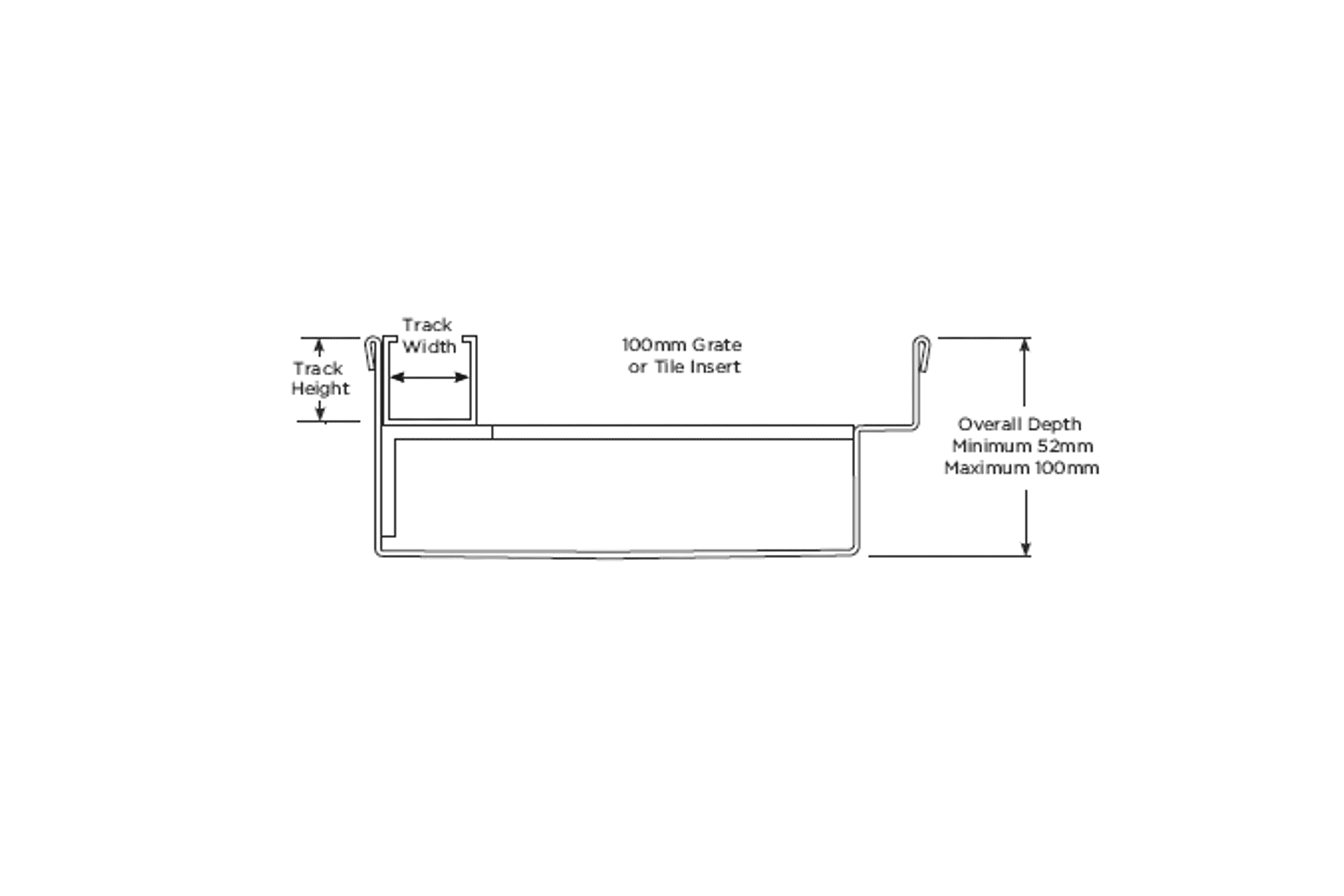 100MNDTDiBF Linear Drainage System dimensions