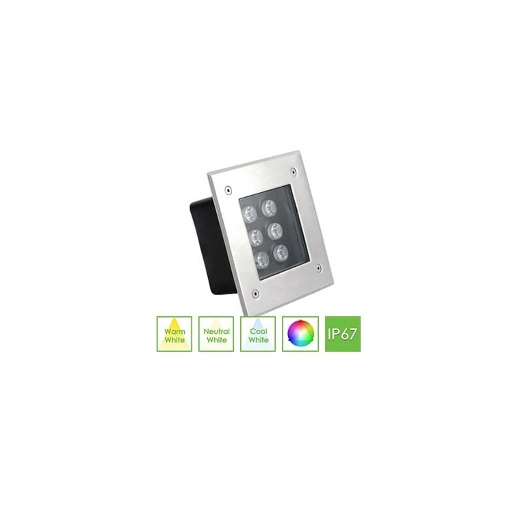 IGS1 Square Inground Uplight 6W IP67