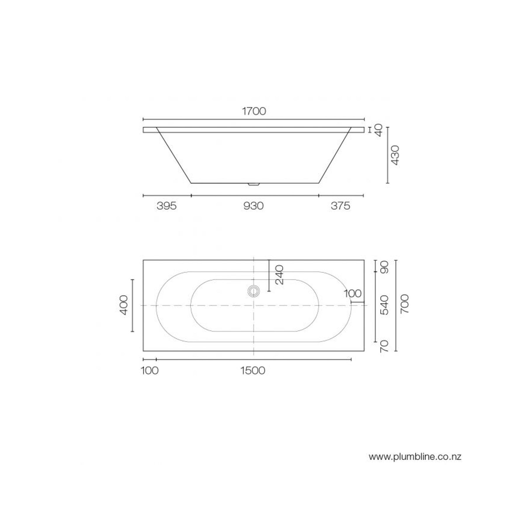 Tondo 1700 Inset Bath