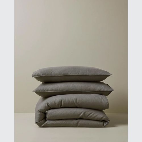 Ravello Linen Quilt Cover - Charcoal | Weave Home Bed Linen