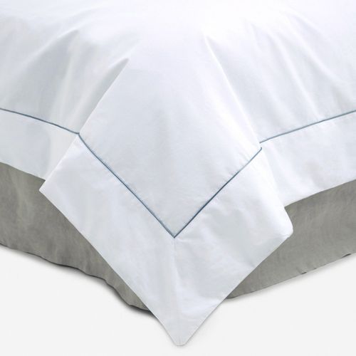 Cotton Percale Duvet Covers With Piping - White/Black