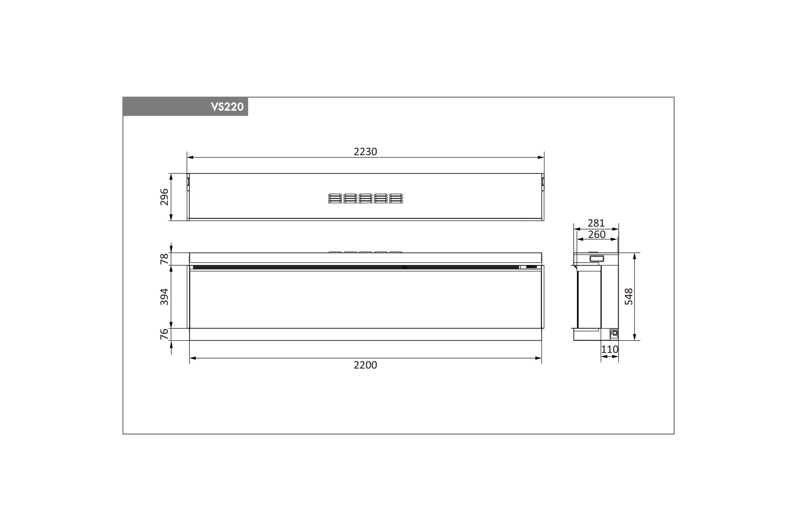 Rinnai ES 2200 Electric Fire dimensions