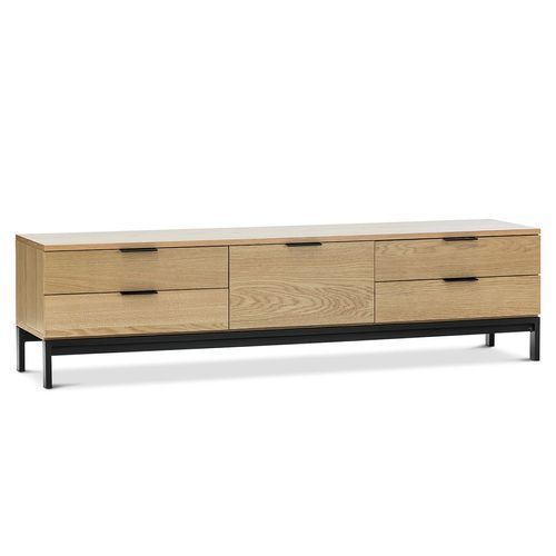 Macy Oak Entertainment Unit | Natural & Black