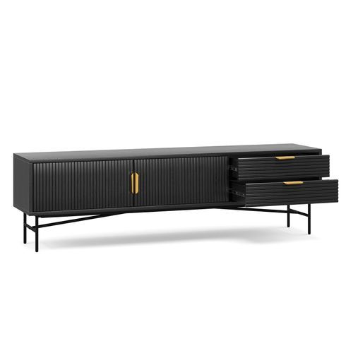 Kina Ripple Slatted TV Entertainment Unit | 180cm | Black Oak