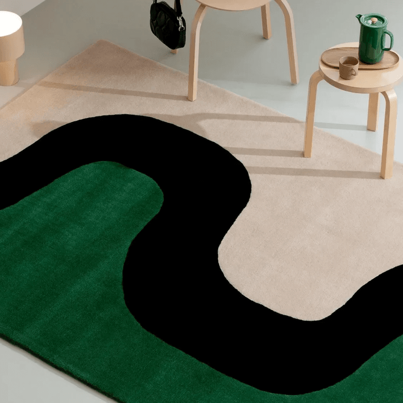 Marimekko Seireeni - Green | 100% Wool Designer Floor Rug