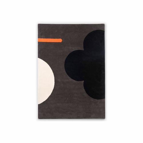 Orla Kiely Geo Flower Graphic Rug - Slate | 100% Wool Designer Floor Rug