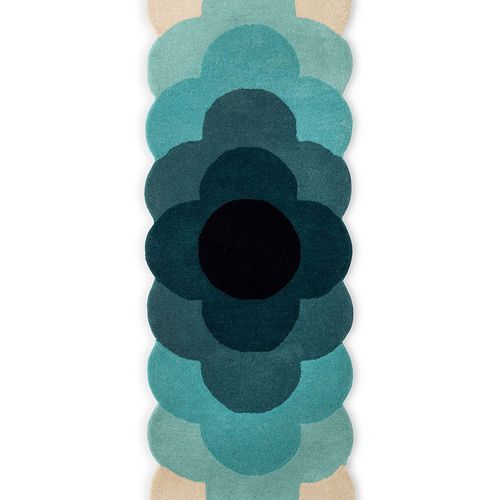 Orla Kiely Optical Flower Rug - Teal |  100% Wool Runner Floor Rug