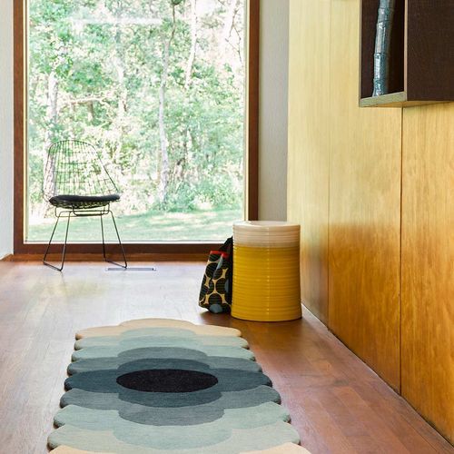 Orla Kiely Optical Flower Rug - Teal |  100% Wool Runner Floor Rug