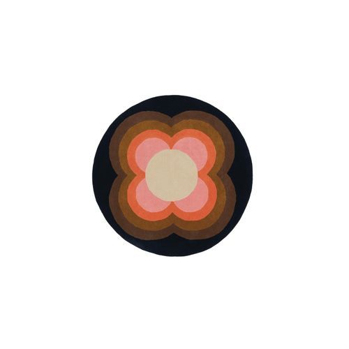 Orla Kiely Sunflower Round Rug - Pink |  100% Wool Designer Floor Rug