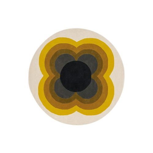Orla Kiely Sunflower Rug - Yellow | 100% Wool Round Floor Rug
