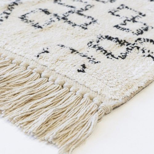 Baya Awan Handtufted Floor Rug - Black-Natural White