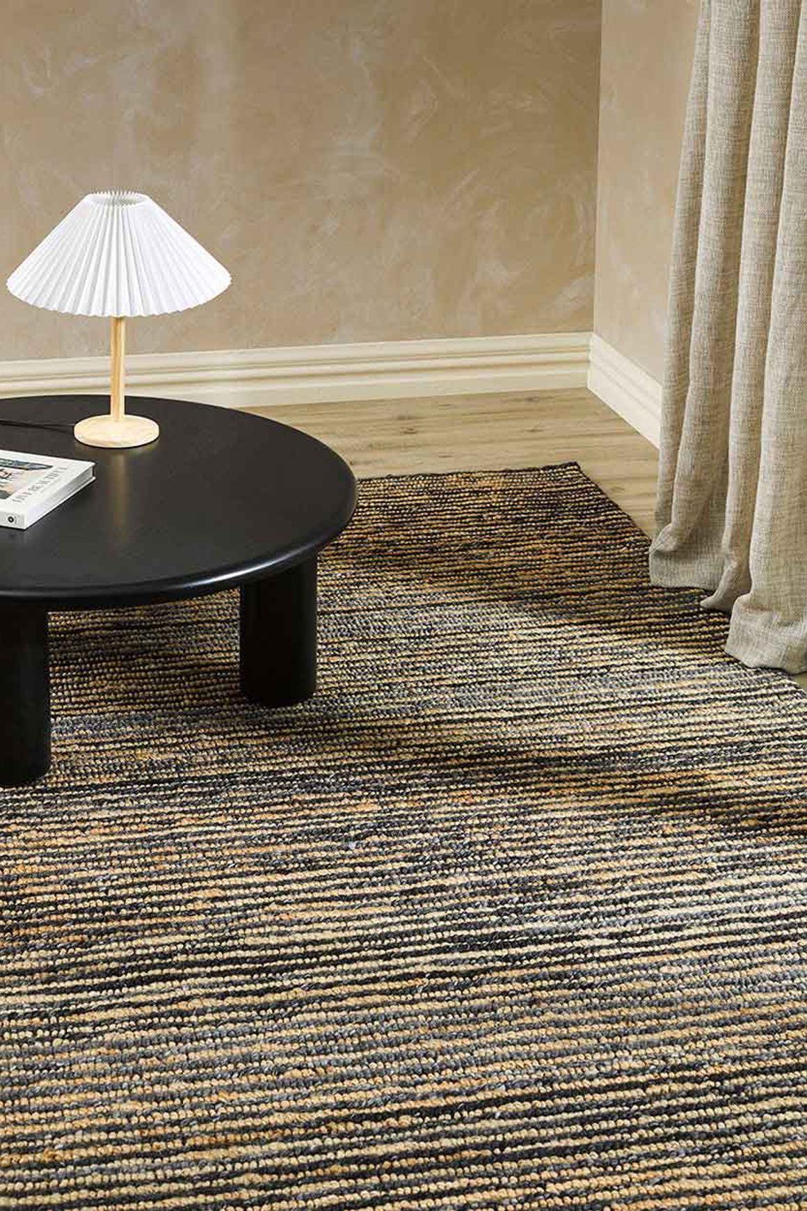 Baya Lima Floor Rug - Charcoal/Natural | Jute and Wool Blend