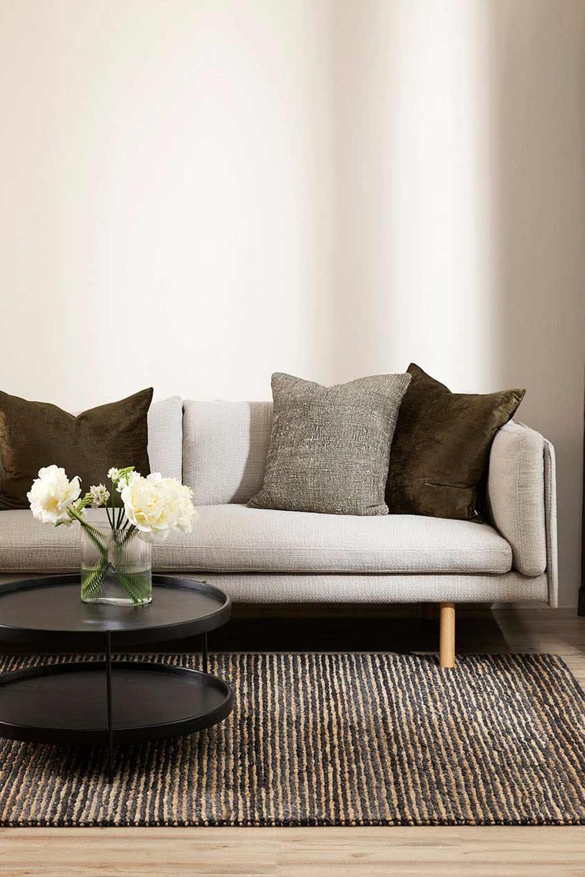Baya Lima Floor Rug - Charcoal/Natural | Jute and Wool Blend