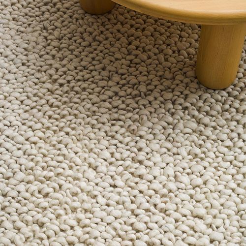 Baya MacKenzie 100% Wool Loop Pile Floor Rug - White Straw