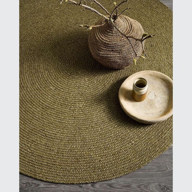 Baya Tairua Handbraided Circular Rug - Moss Green