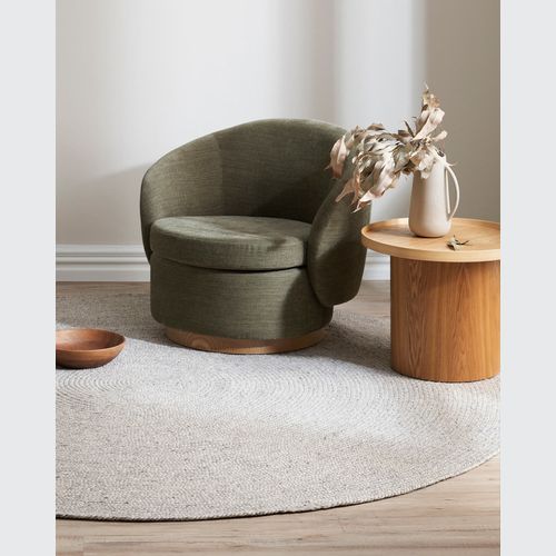 Baya Tairua Handbraided Circular Rug - Silver Birch