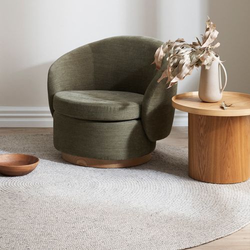Baya Tairua Handbraided Circular Rug - Silver Birch