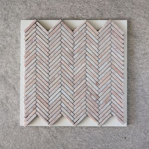 Herringbone Weave Mosaic - Rosa Marble