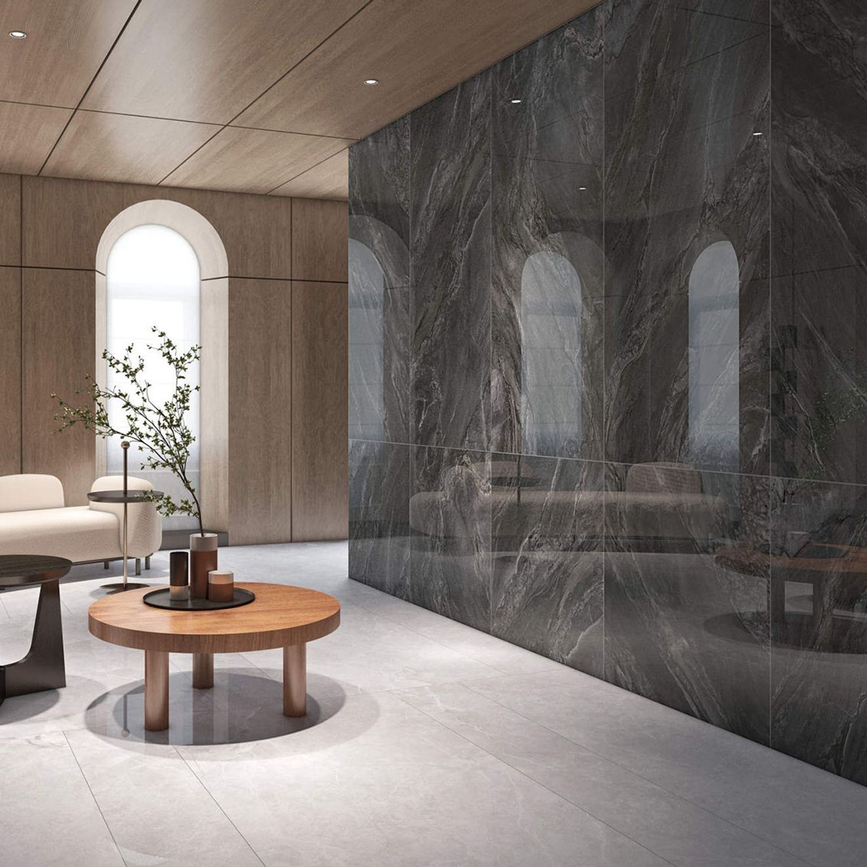 Smoke Stone Polished Porcelain Tile 750x1500