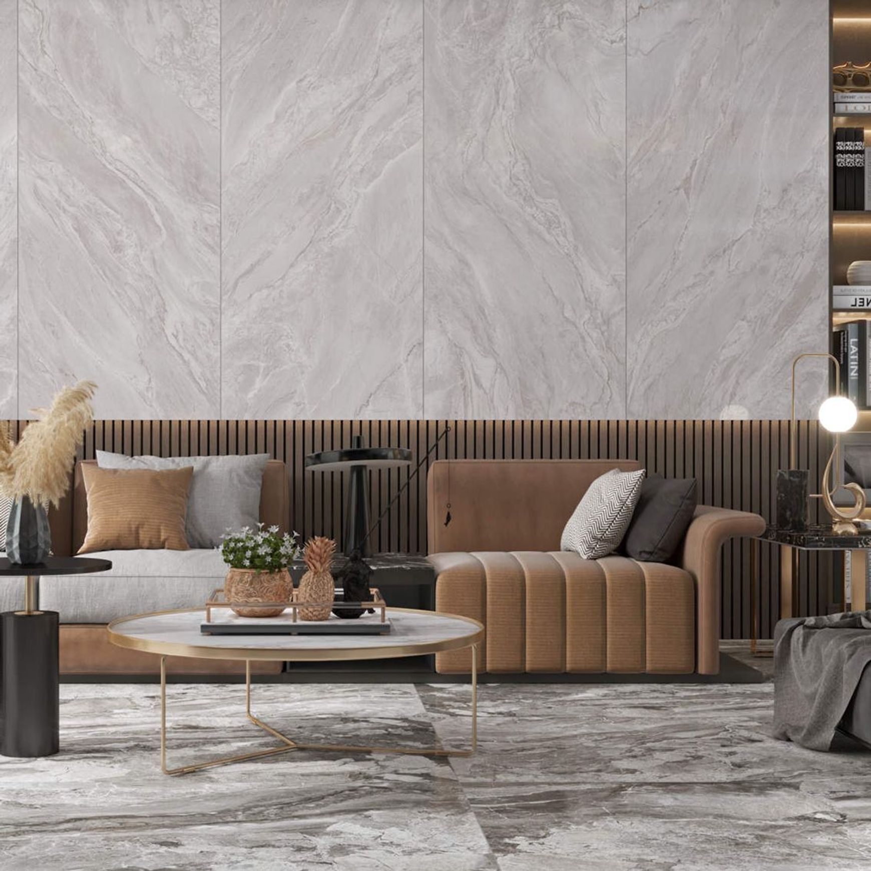 Smoke Stone Polished Porcelain Tile 750x1500