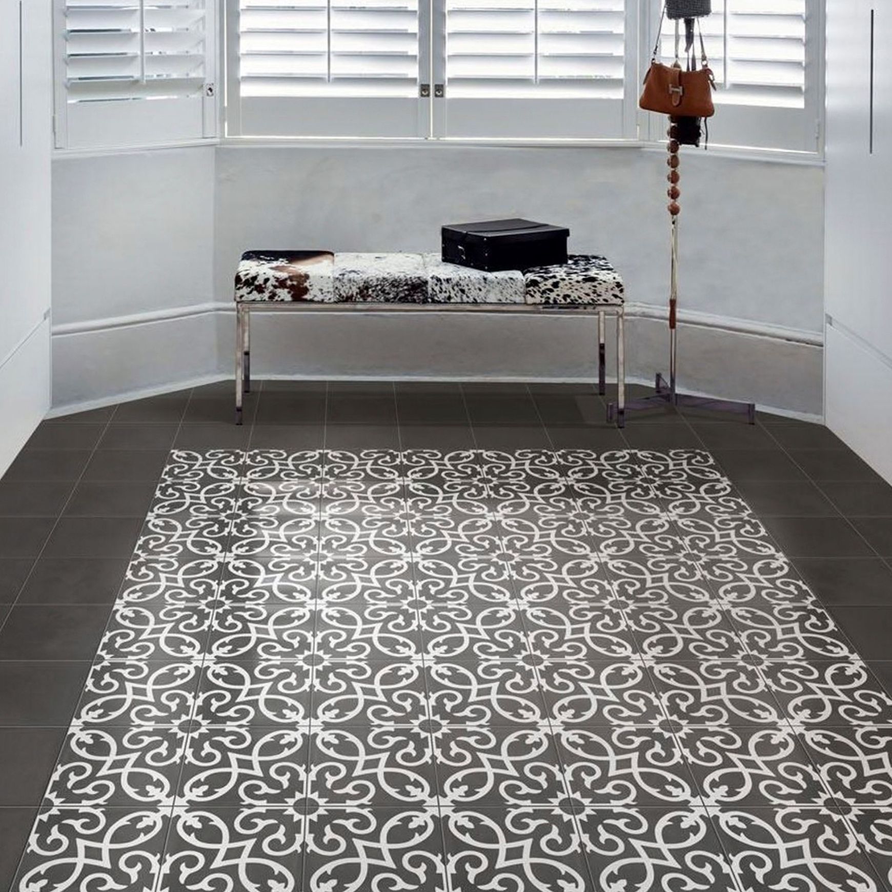 Contrasti Floral Noir Pattern Porcelain Tile