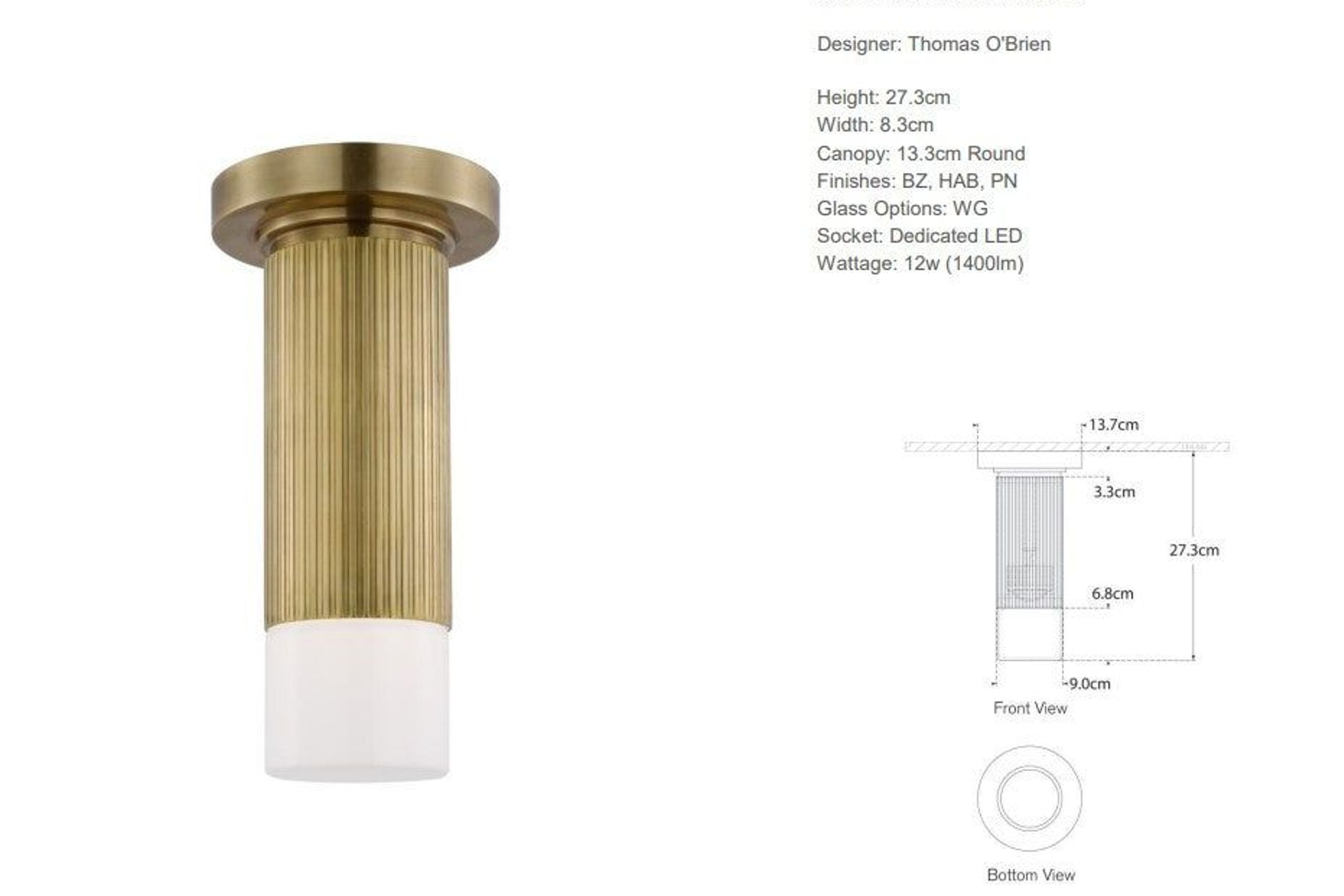 Visual Comfort Thomas O'Brien Ace Monopoint Flush Mount